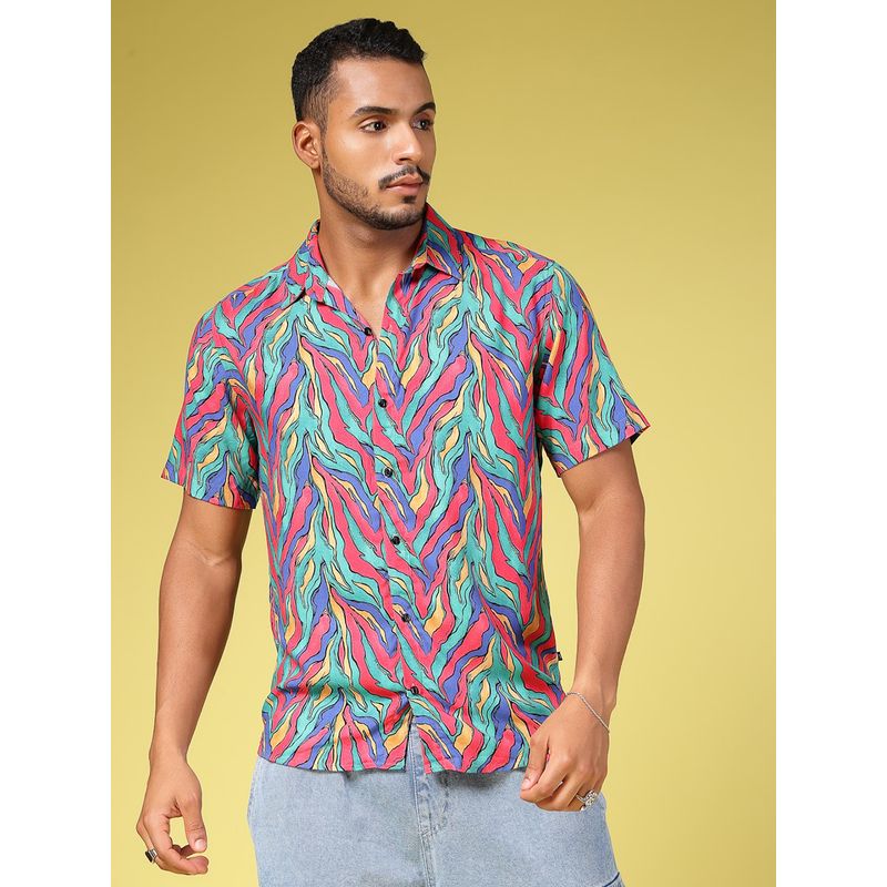 RIGO Men Multicolored Abstract Print Shirt (S)