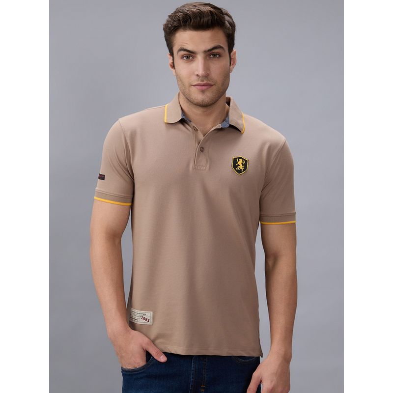 Giordano Men Brown Slim Fit Solid Polo T-Shirt (M)