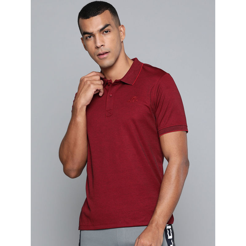 Alcis Men Maroon Solid Polo Collar Polo T-Shirt (S)