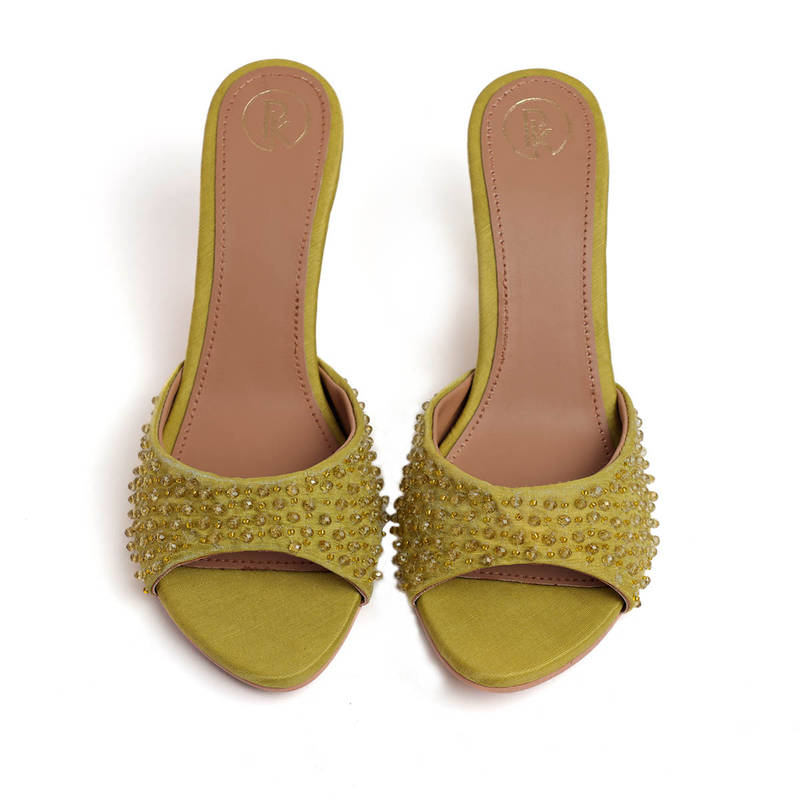 PREET KAUR Green Bead Heels (EURO 36)
