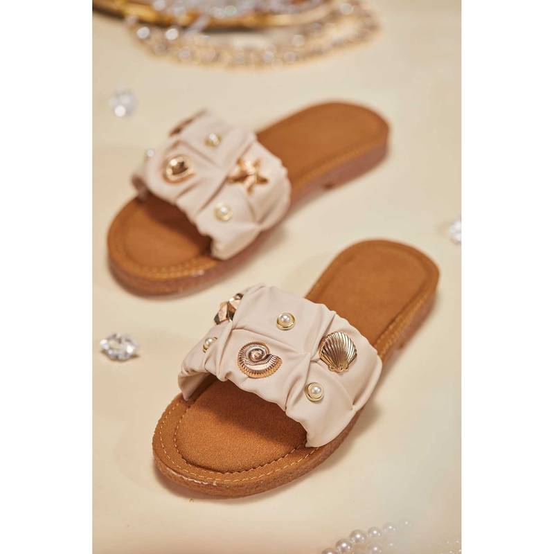 House of Vian Beige Sea Shell Flats (EURO 39)