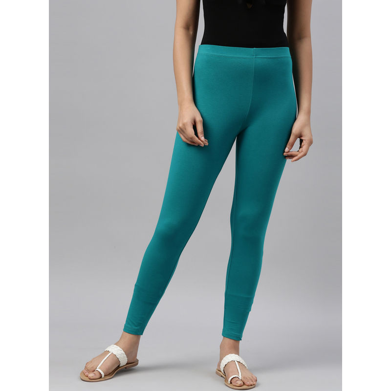 Go Colors Women Jade Viscose Ankle Length Leggings - Green (XL)