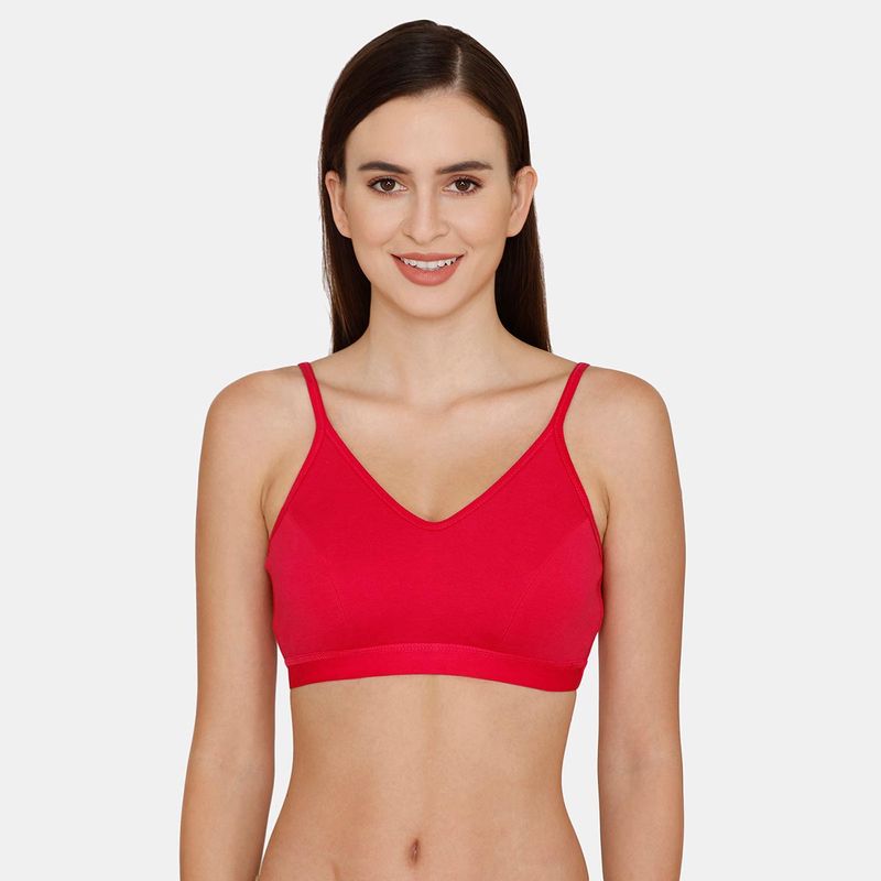 Zivame Rosaline Everyday Double Layered Non-Wired 3-4th Coverage Bralette Bra - Cabaret (S)