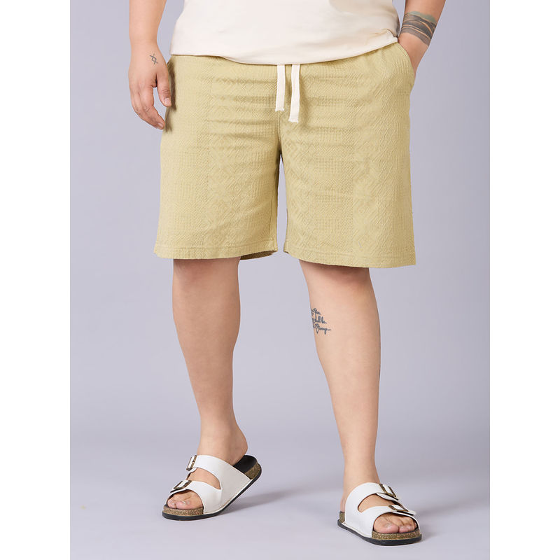 UNSIZED Textured Regular Fit Shorts-Beige (2)