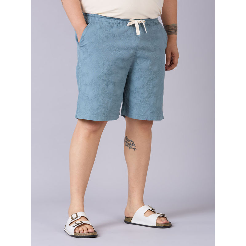 UNSIZED Textured Regular Fit Shorts-Blue (3)