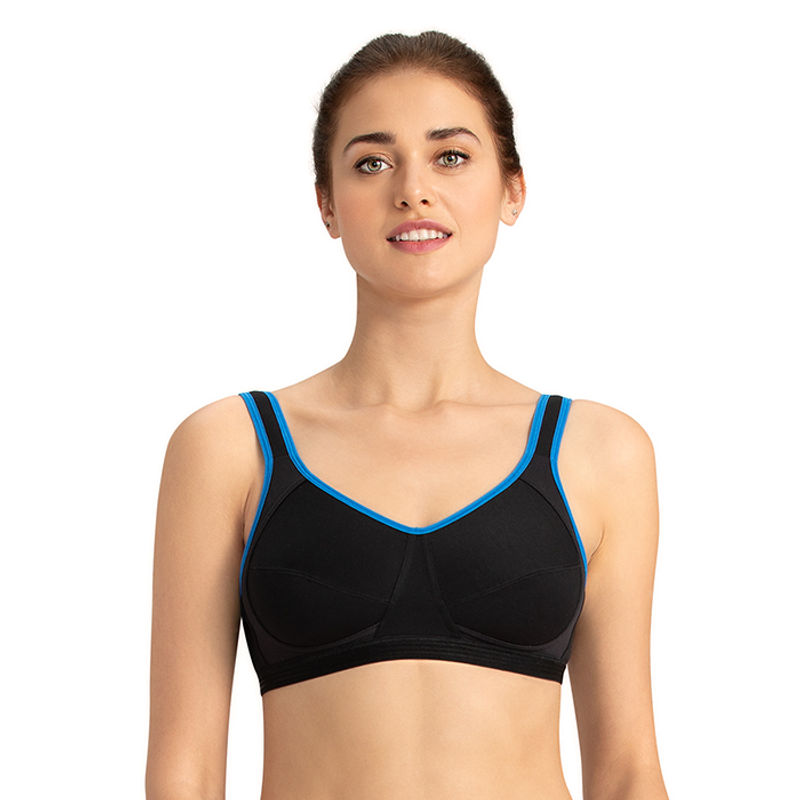 Amante Medium Impact Non-Padded Non-Wired Racerback Sports Bra - Black (M)