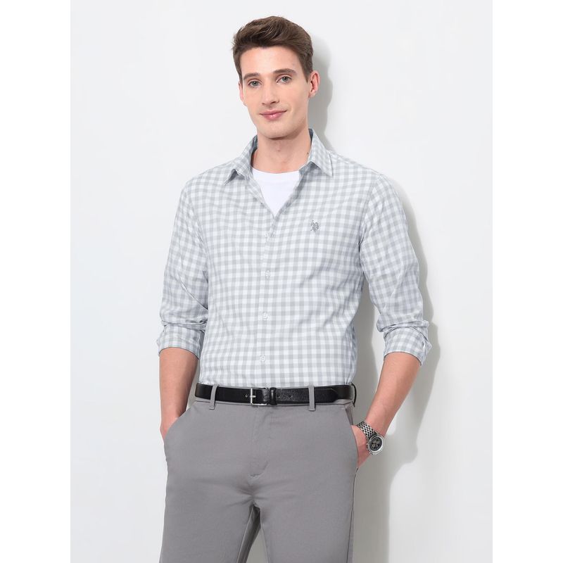 U.S. POLO ASSN. Grey Men's Harbour Premium Poplin Shirt (39)