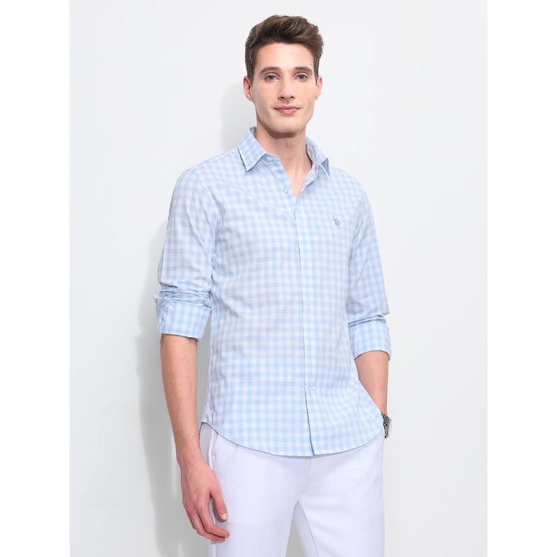 U.S. POLO ASSN. Blue Men's Harbour Premium Poplin Shirt (46)