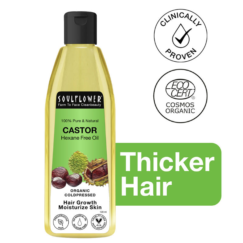 Soulflower 100% Pure Castor Oil Cold Pressed, Hair, Skin Moisturization, Nail Care, Curl Enhancement