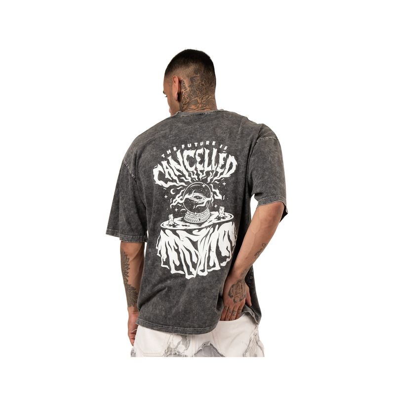 RHINO CULT Grey Acid Wash Vibes Oversize T-Shirt (XS)