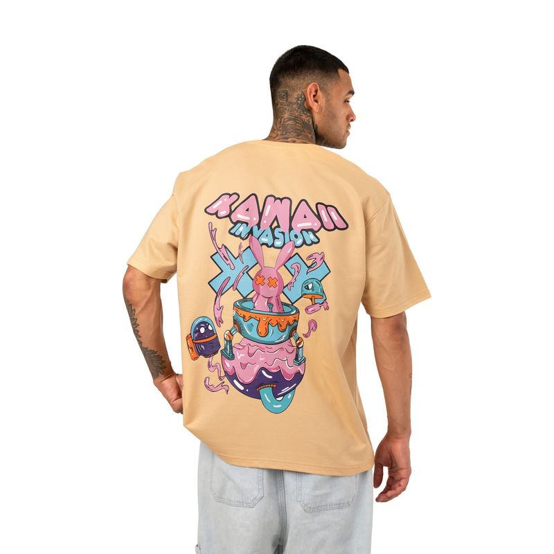 RHINO CULT Beige Kawaii Bunny Oversize T-Shirt (XS)