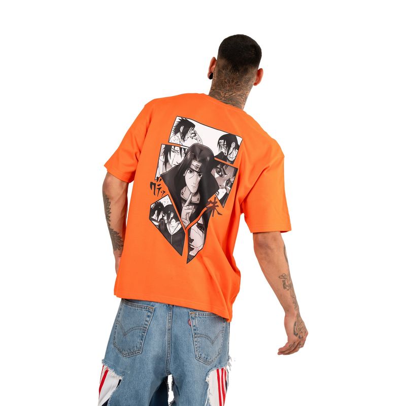 RHINO CULT Orange Naruto and Sasuke Oversize T-Shirt (XS)