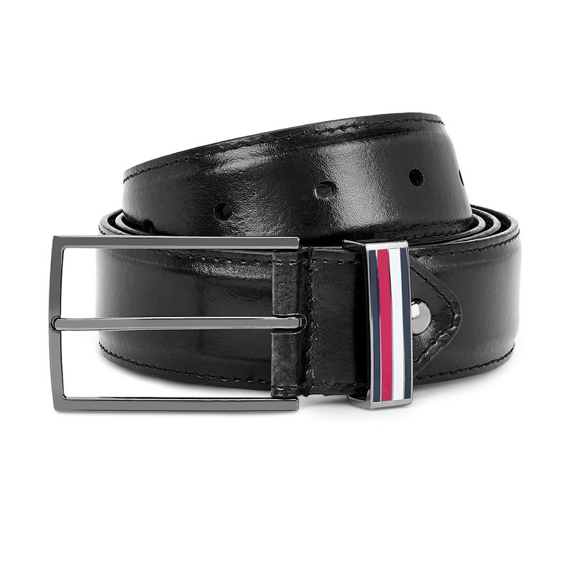 Tommy Hilfiger Adreil Mens Leather Belt Solid Medium Black (M)
