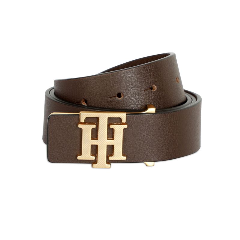 Tommy Hilfiger Annette Mens Leather Belt Textured Brown (L)