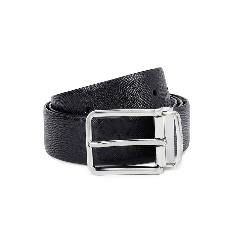 Tommy Hilfiger Cannel Pro Reversible Mens Leather Belt Solid Black-Brown (S)