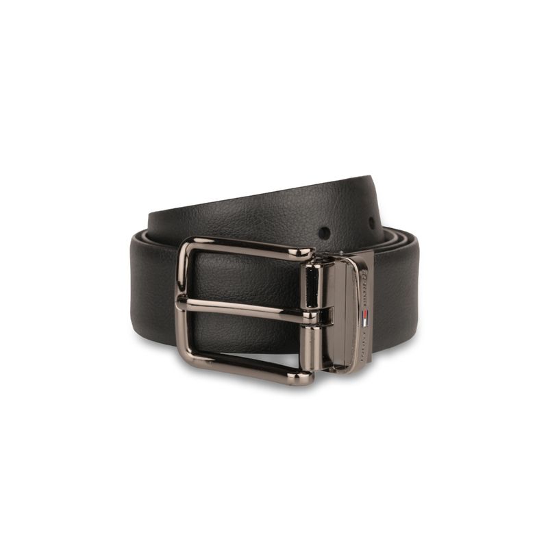 Tommy Hilfiger Ferris Mens Leather Reversible Belt Solid Black & Navy (XL)