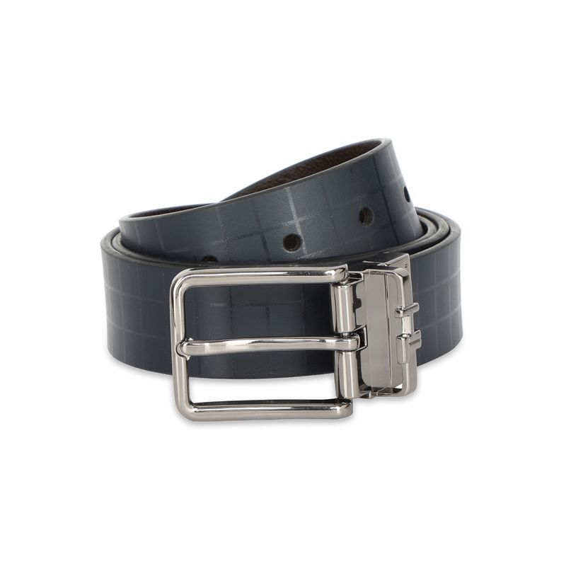 Tommy Hilfiger Luxem Mens Leather Reversible Belt Checks Navy & Brown (M)