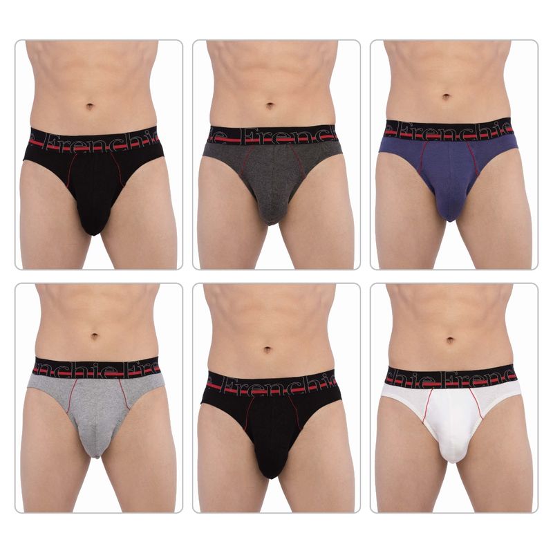 Frenchie Casuals 4002 Mens Cotton Briefs Assorted Colours (Pack of 6) (L)