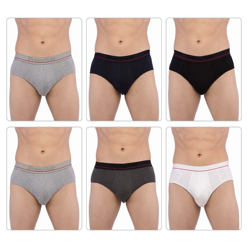 Frenchie Casuals 4003 Mens Cotton Briefs Assorted Colours (Pack of 6) (L)