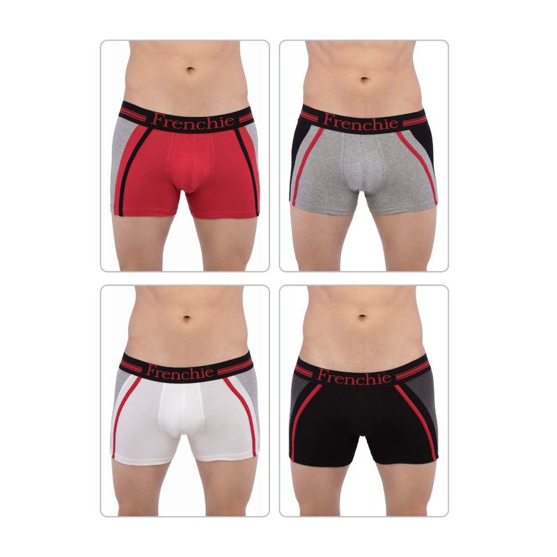 Frenchie Mens Casual 4300 Cotton Trunks - Assorted Colours (Pack of 4) (M)
