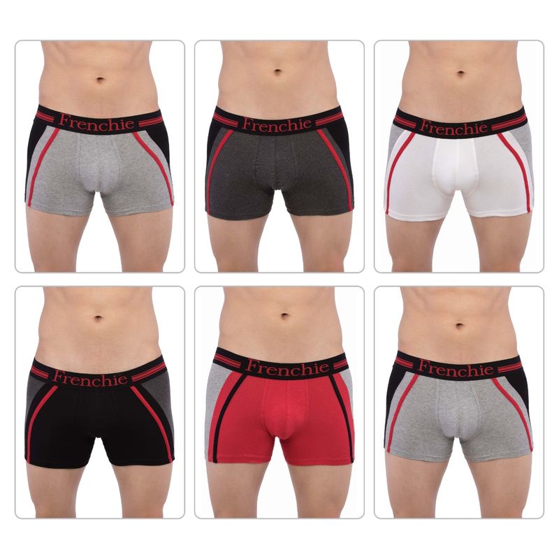 Frenchie Mens Casual 4300 Cotton Trunks - Assorted Colours (Pack of 6) (M)