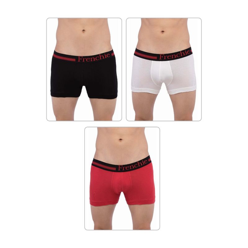 Frenchie Mens Casual 4301 Cotton Trunks - Assorted Colours (Pack of 3) (L)