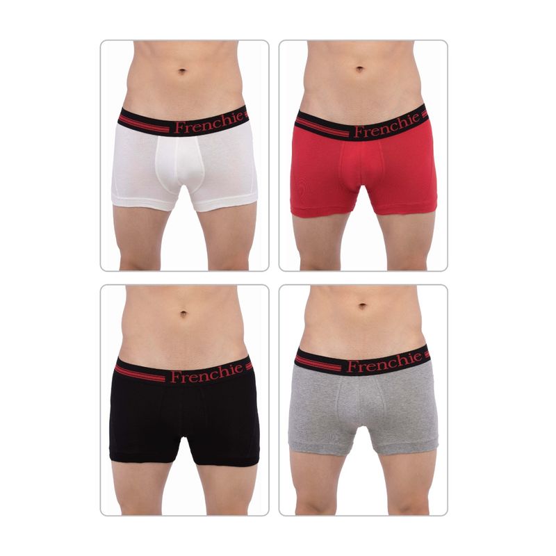 Frenchie Mens Casual 4301 Cotton Trunks - Assorted Colours (Pack of 4) (L)