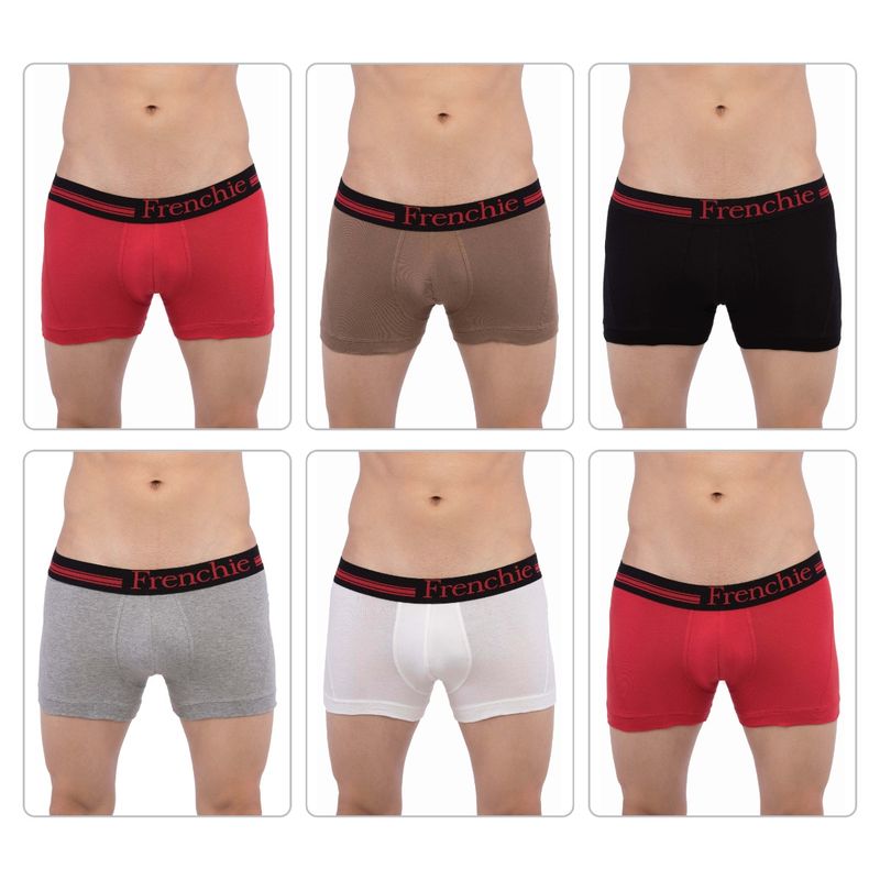 Frenchie Mens Casual 4301 Cotton Trunks - Assorted Colours (Pack of 6) (XL)