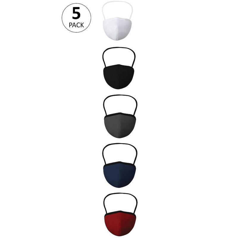 SOIE Triple Layer SN95 Reusable, Washable,Antimicrobial Mask Pack Of 5 - Multi-Color (L)