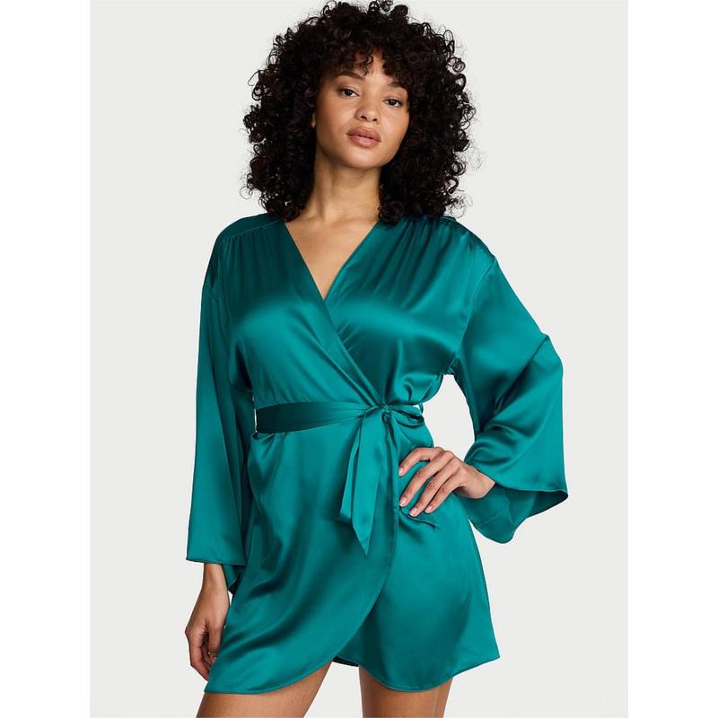 Victoria's Secret Blue Satin Short Robe (XS/S)