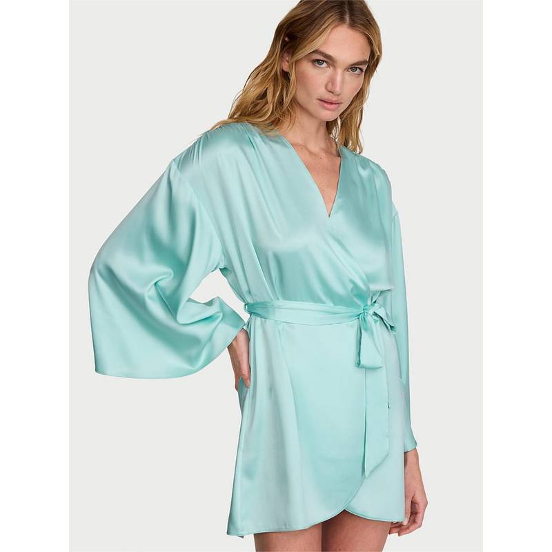 Victoria's Secret Blue Satin Short Robe (XS/S)