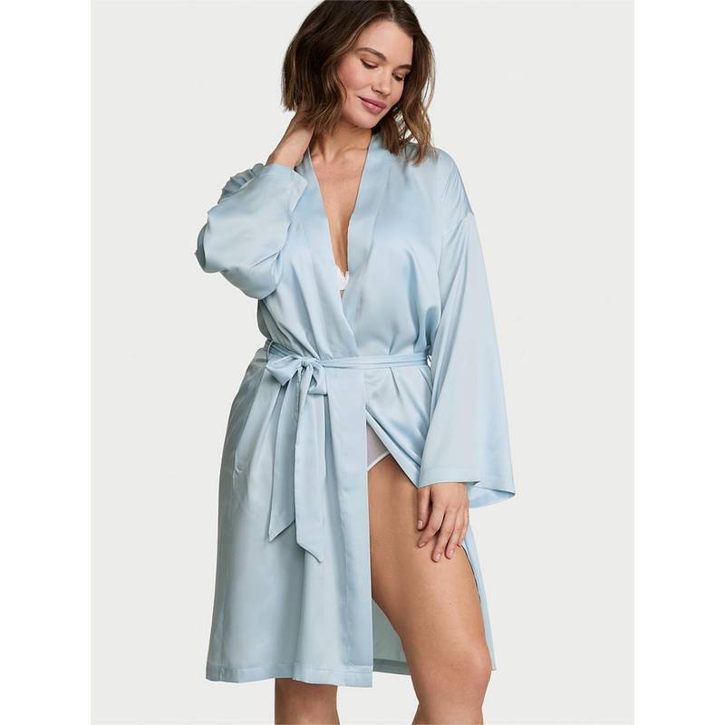 Victoria's Secret Blue Signature Satin Midi Robe (XL/XXL)