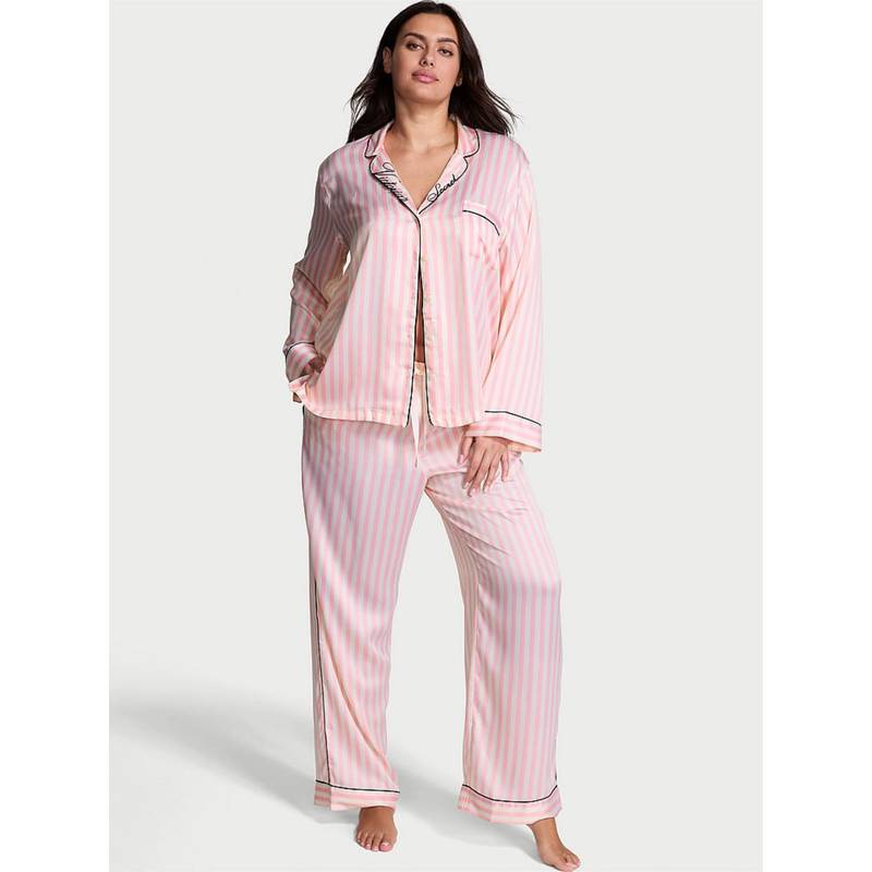 Victoria's Secret Pink Signature Satin Long Shirt with Pyjamas (S)