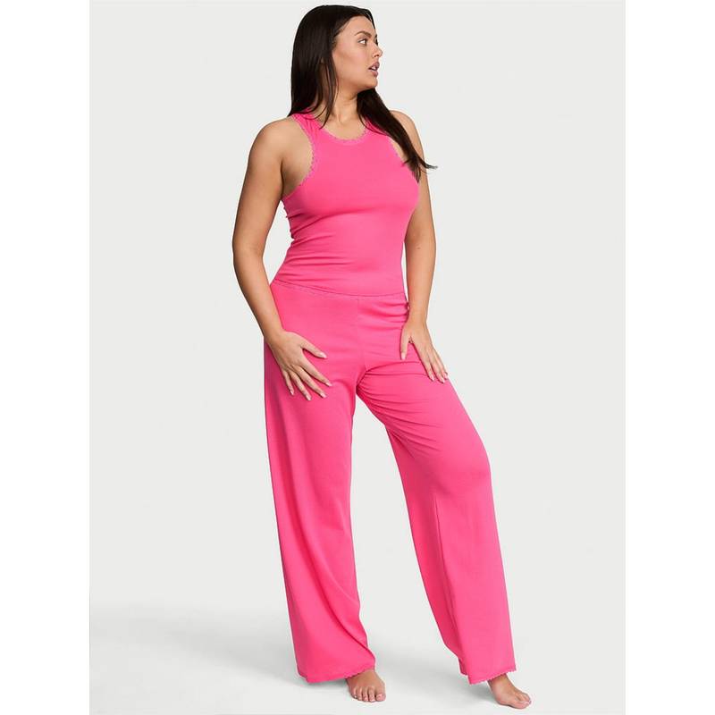 Victoria's Secret Pink Cotton Shadow Stripe Tank & Pyjamas Set (XL)