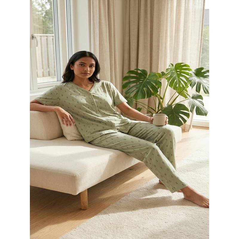 Mieora Green Cotton Nightwear (M)
