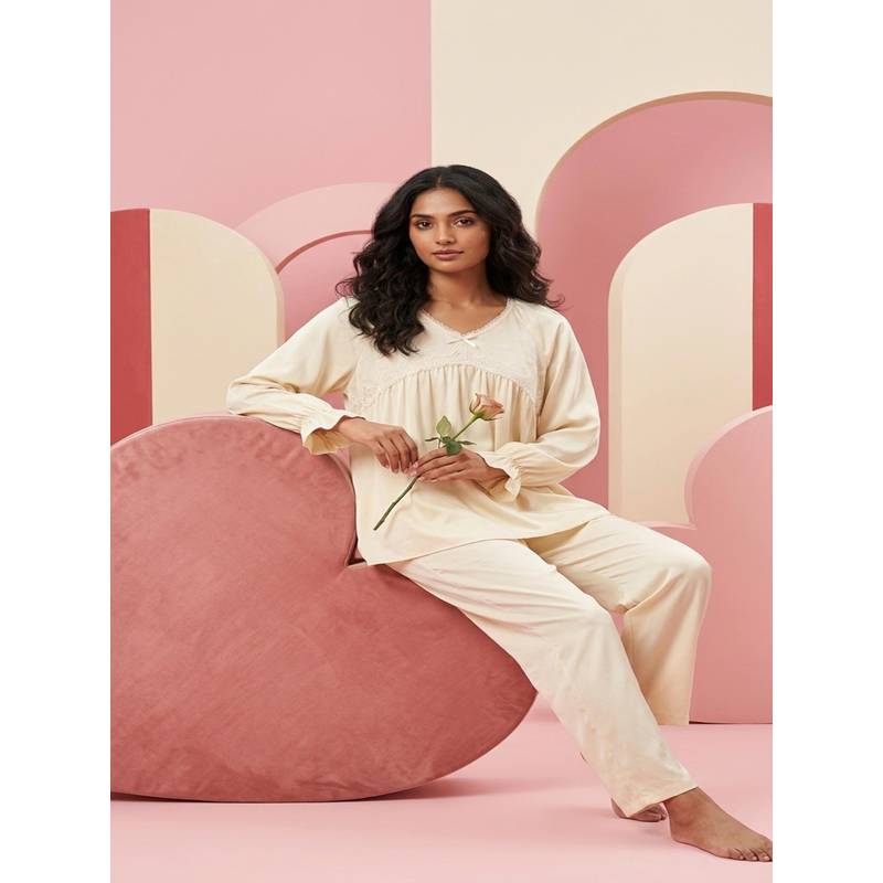Mieora Cream Cotton Nightwear (M)