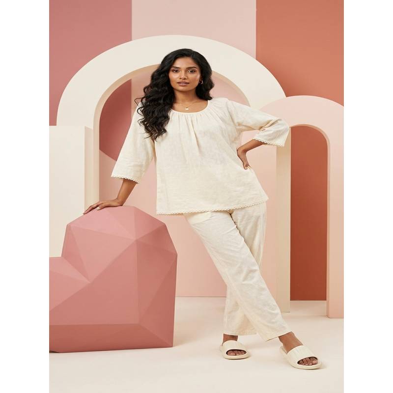 Mieora Off White Cotton Nightwear (M)