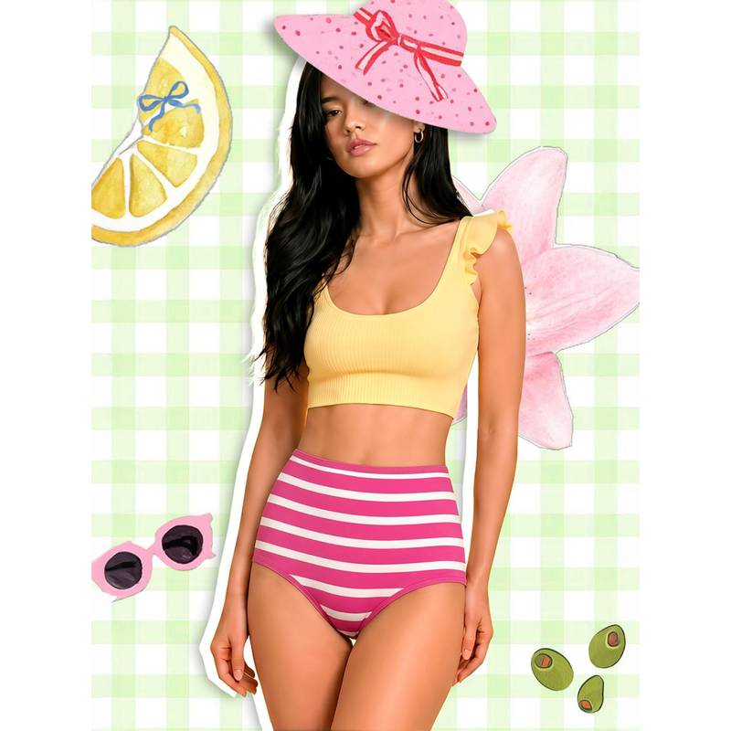 Clovia Pink Cotton Striped High Waist Hipster Panty In Pink Colour (M)