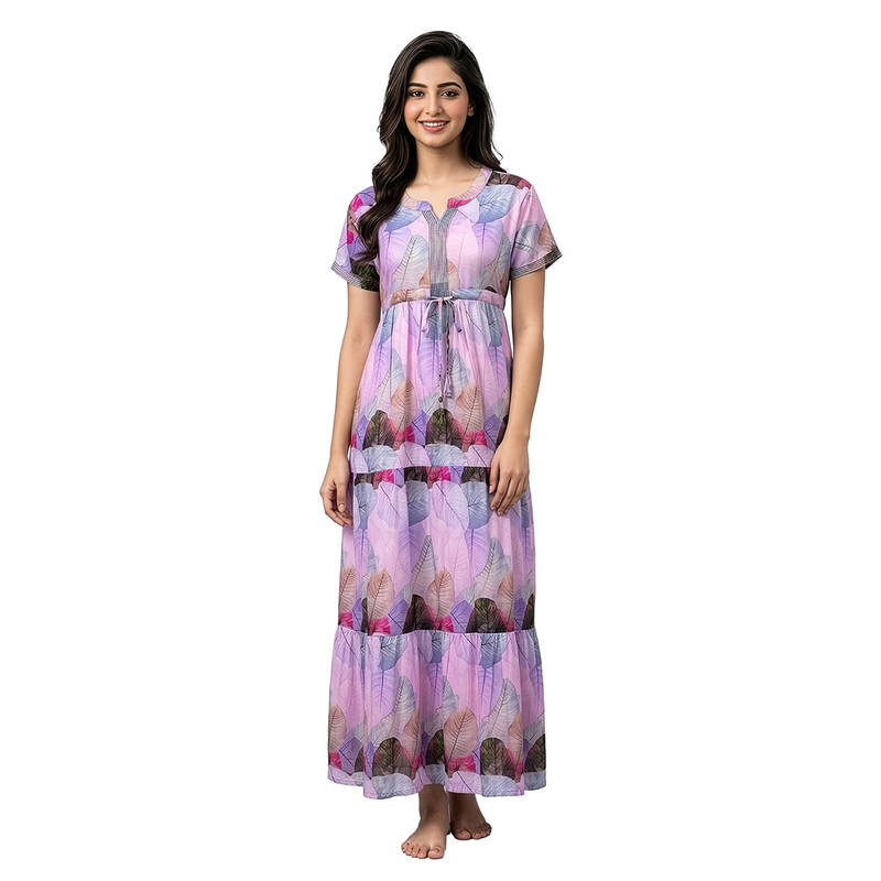 Juliet Purple Women's Printed Rayon Soft & Comfortable Night Gown (XL)