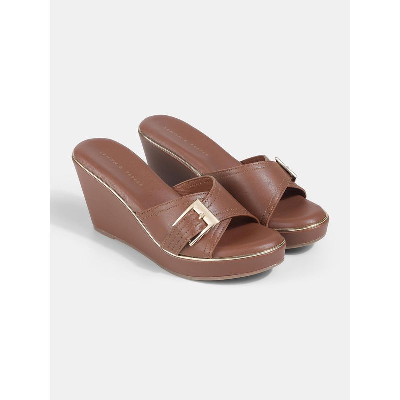 Lemon & Pepper Women Tan Wedges (EURO 36)
