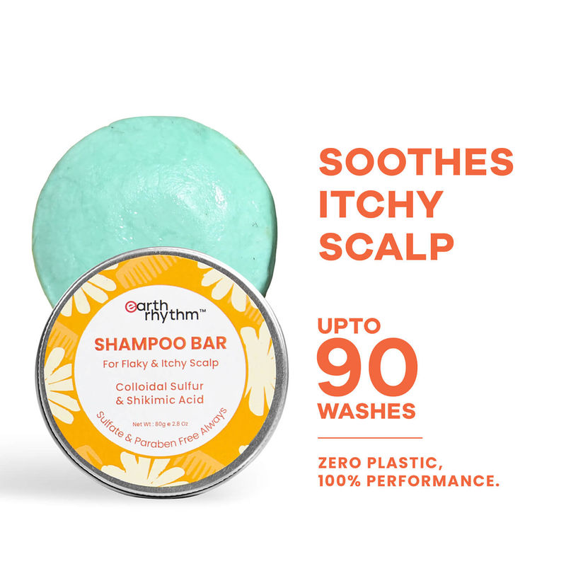 Earth Rhythm Shampoo Bar - Flaky & Itchy Scalp, Anti-Dandruff & Controls Itchiness, Tin