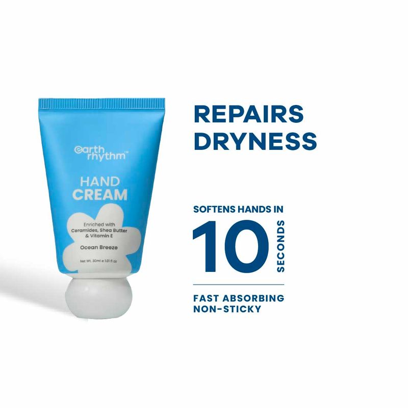 Earth Rhythm Ocean Breeze Hand Cream Enriched with Ceramide, Moisturising and Fast Absorbing
