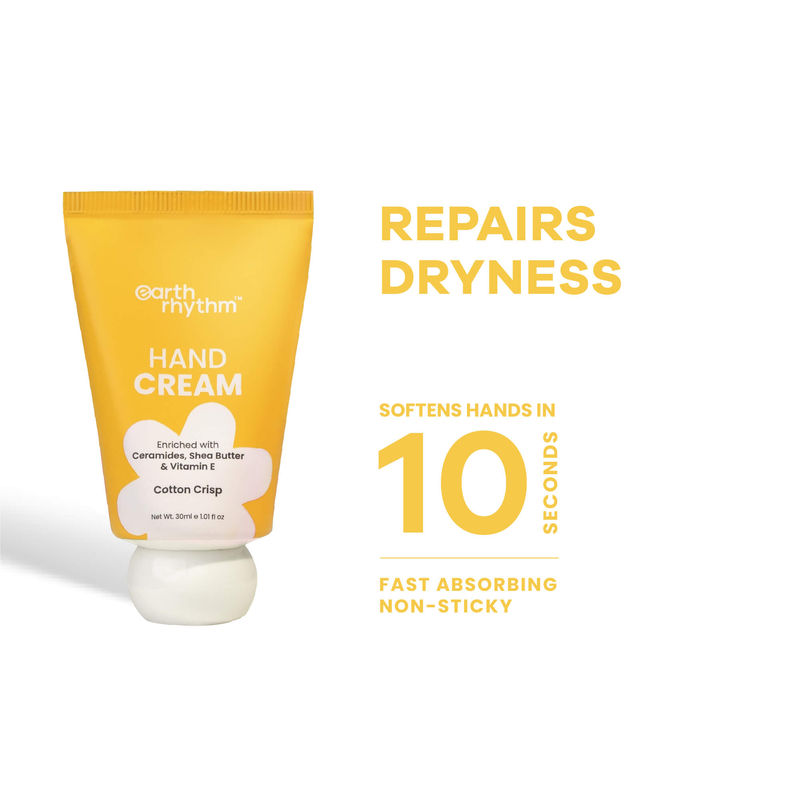 Earth Rhythm Cotton Crisp Hand Cream Enriched with Ceramide, Moisturising and Fast Absorbing