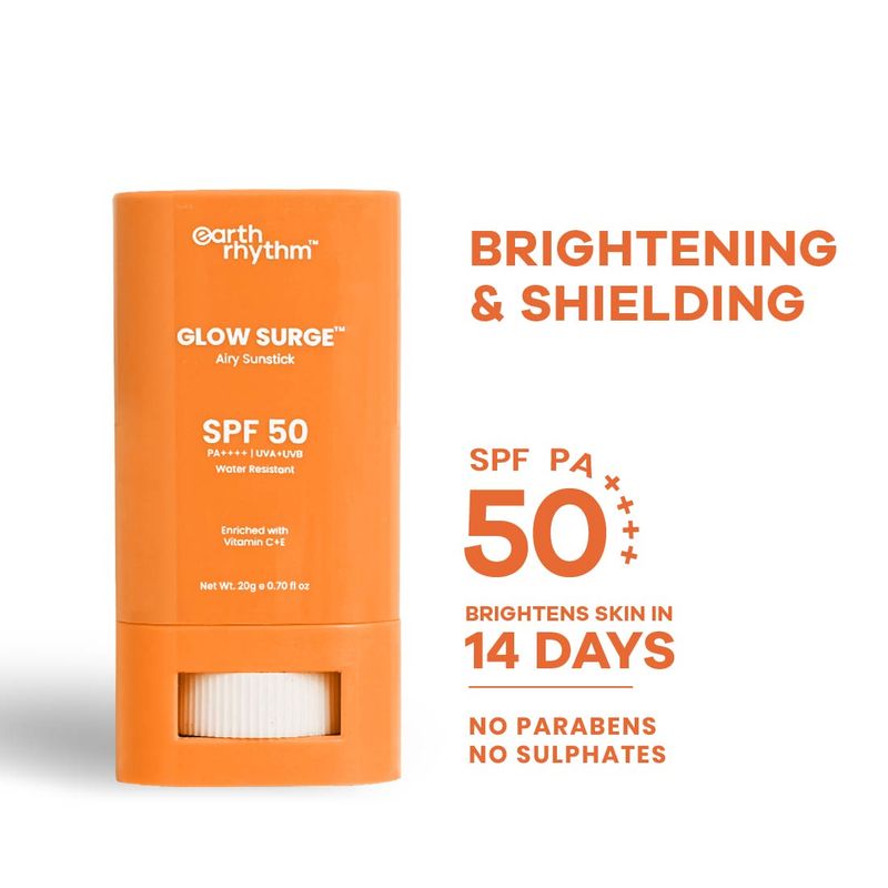 Earth Rhythm Glow Surge Brightening Sunstick SPF 50 PA ++++ Vitamin C & E, No white cast