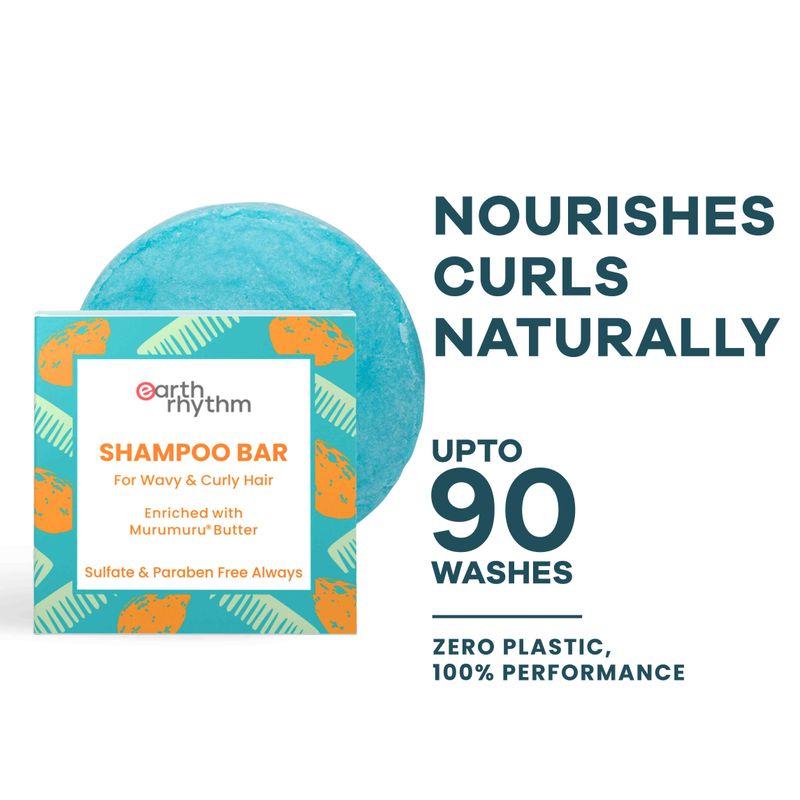 Earth Rhythm Shampoo Bar- Murumuru Butter, For Wavy and Curly Hair, Tames Frizz, Cardboard