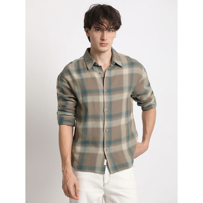 THE BEAR HOUSE Mens Brown Relaxed Fit Casual Shirt (M)