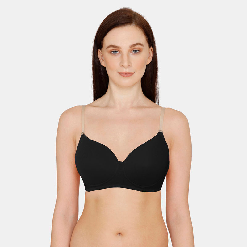 Zivame Mid Fashion Medium Padded Non Wired 3/4th Coverage Backless Bra - Black (34B)