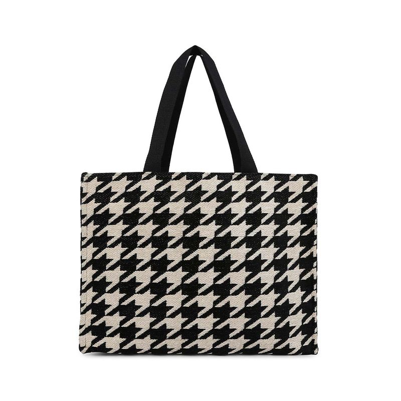 Black and White Handbag, Checkered Racing Flag Checkerboard Print Canv –  Starcove Fashion