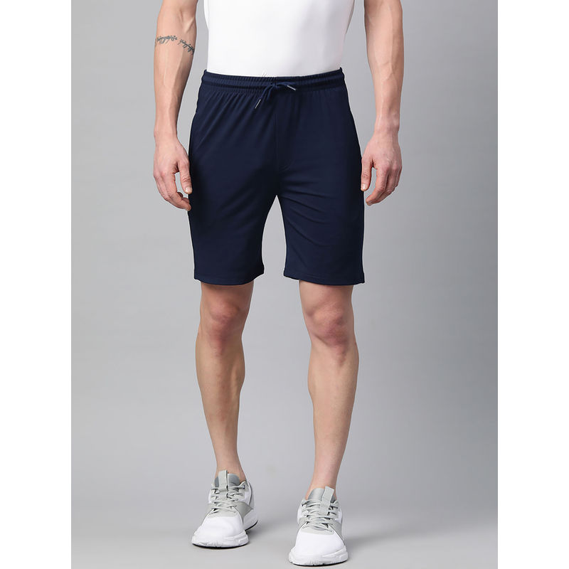 TOM BURG Men Navy Blue Mid Waist Regular Fit Shorts (S)