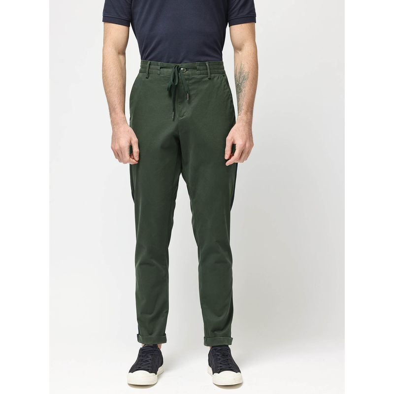 Rare Rabbit Caloon Green Plain Regular Fit Trouser (30)